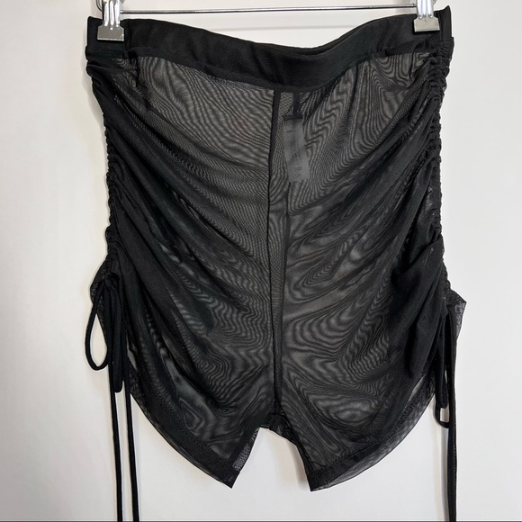 SOLD Fashion Nova Black Mesh Ruched Shorts - Picture 4 of 7